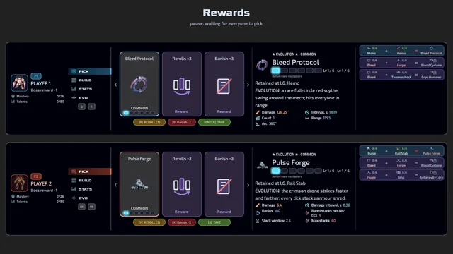 Co-op boss rewards and weapon evolutions